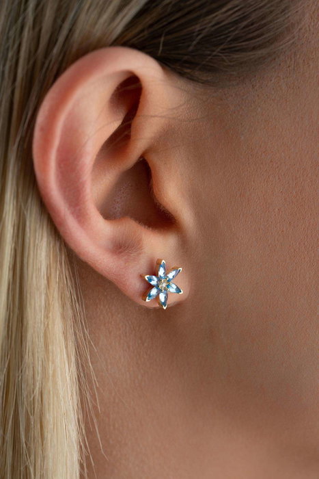 Heliophilia Silver Pendientes de Plata de Ley con Recubrimiento de Oro